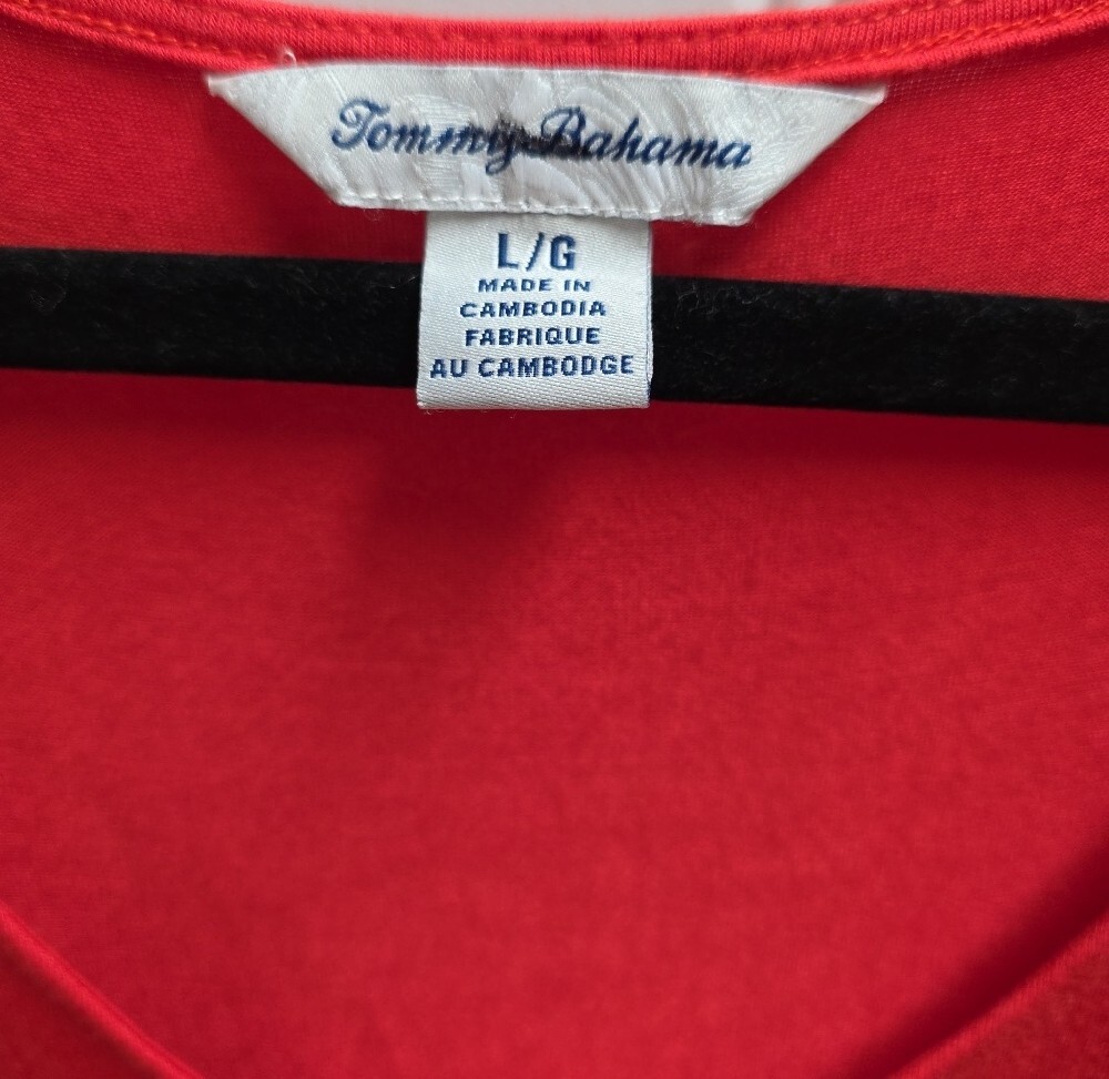 Tommy Bahama Women's V-Neck Red Relaxed Tee Large - Picture 2 of 3